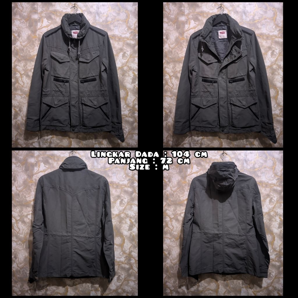 Jaket Parka Warna Hijau Keabu-abuan Second Original.