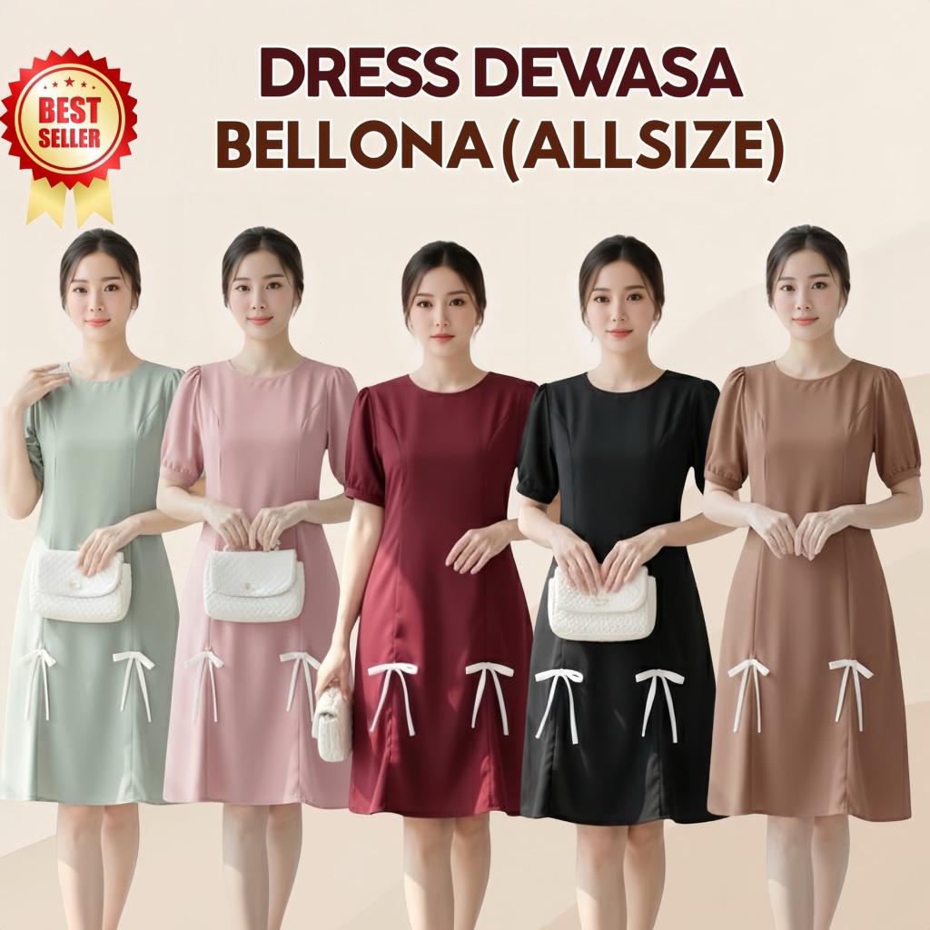 DRESS WANITA BELLONA PITA LUCU KOREAN STYLE TOYOBO PREMIUM