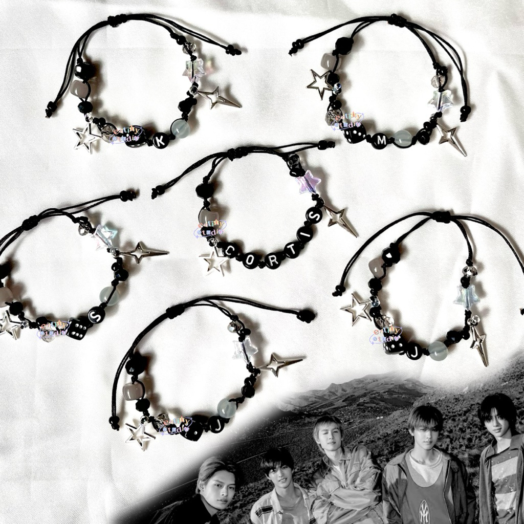 Cortis Bracelet | Beads | Manik | Beaded | Black | Kpop | Aksesoris Handphone | Charm | Gantungan Ku