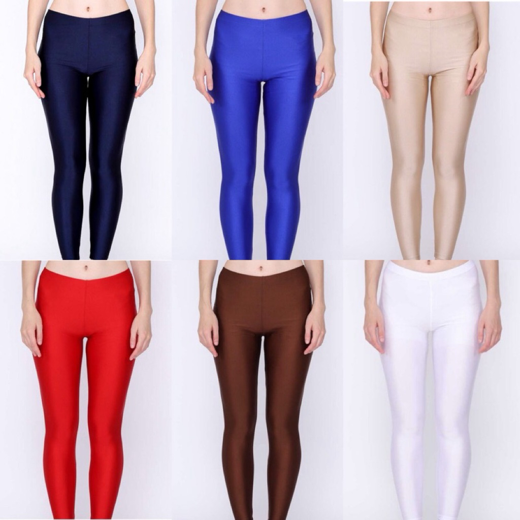 Celana Legging Mengkilap Polos Bahan Lycra Tebal Berkualitas Hijab Friendly Wanita