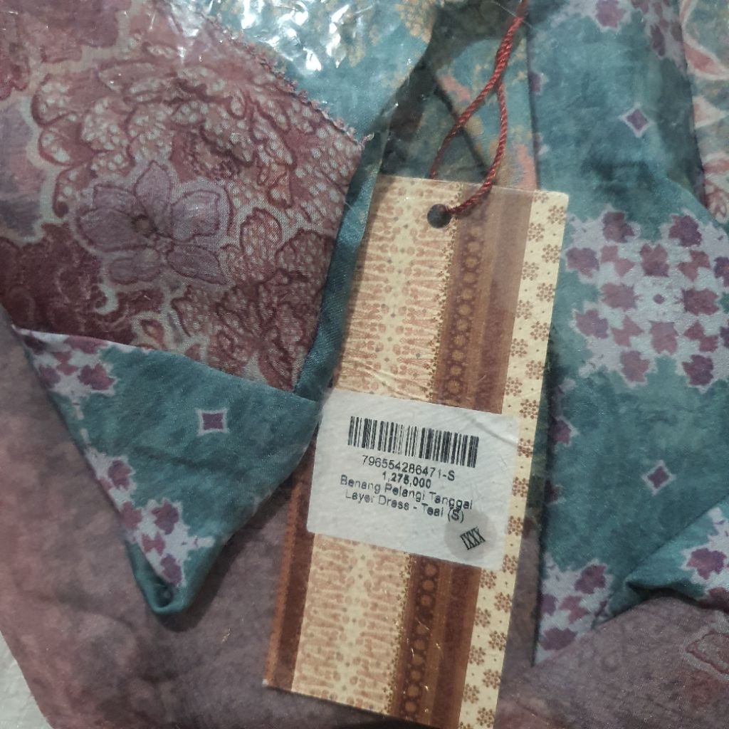 Benang Jarum x Dian Pelangi Benang Pelangi Tanggai Layer Dress Teal (S)