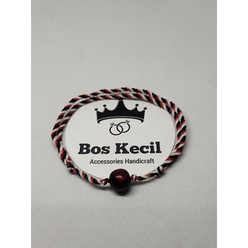 gelang tali tridatu asli bali mix tali arus merah / uli merah / akar bajar merah