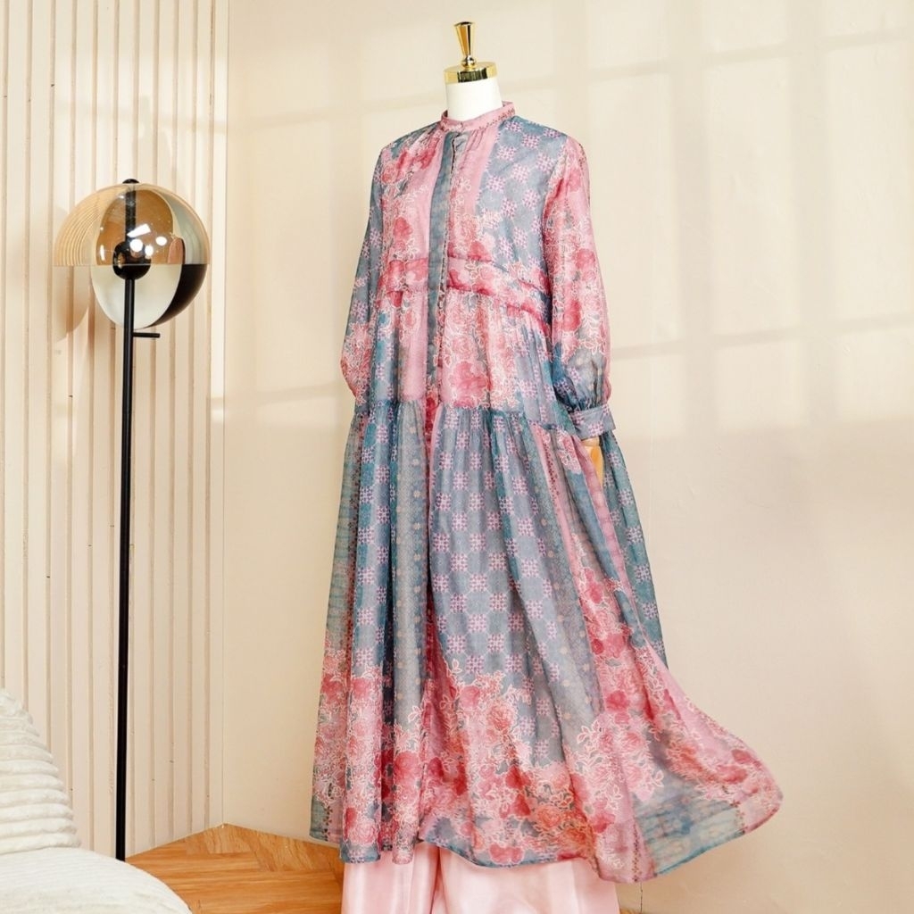 READY STOCK Benang Jarum x Dian Pelangi Benang Pelangi Kirana Maxi Dress Teal (S) (L) Gamis