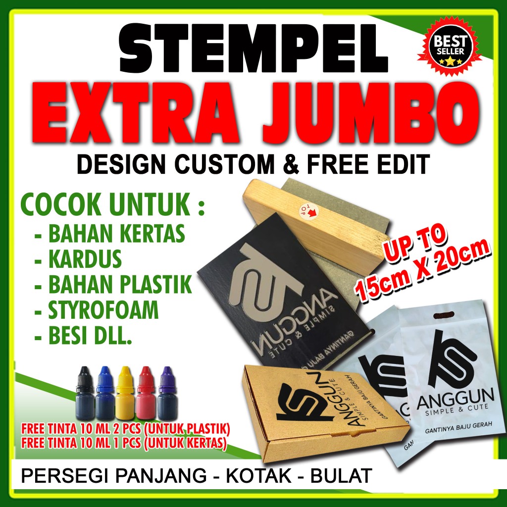Stempel Extra Besar Bahan Kertas/Plastik Waterproof, Free desain