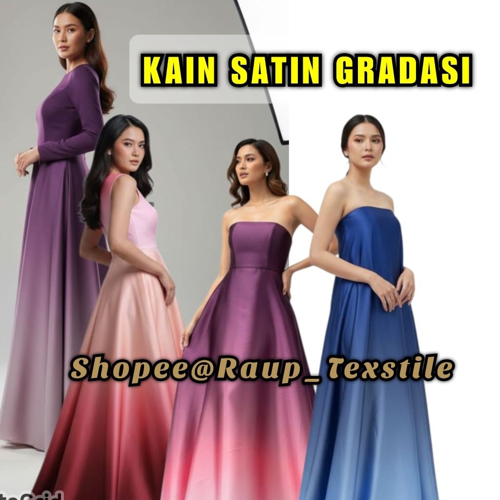 Kain velvet gradasi, kain silk gradasi, kain bridesmaid gradasi