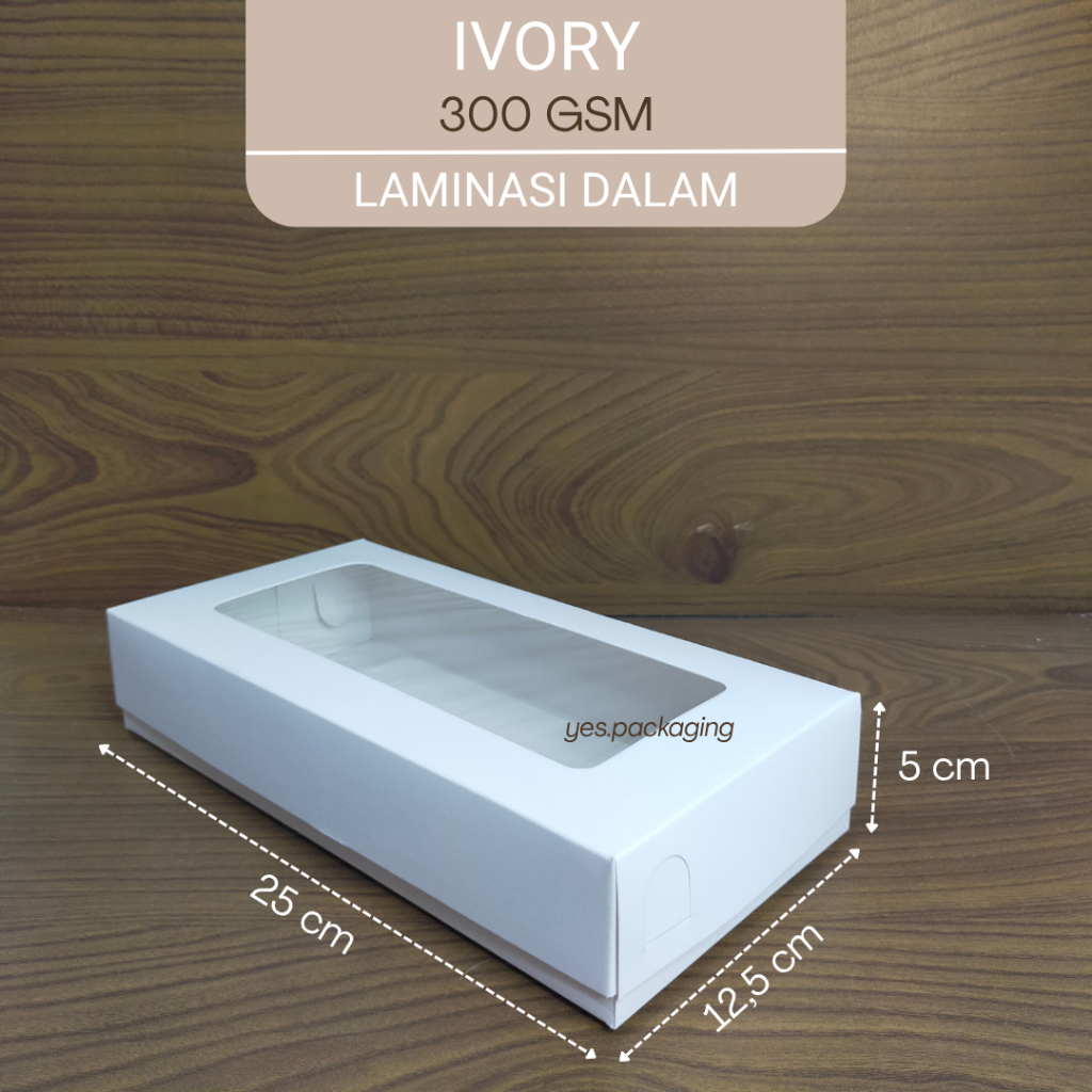 [25x12,5x5cm] IVORY LAMINASI JENDELA Box Dus Kotak Kemasan Brownies Cake Donat Kue Spikoe