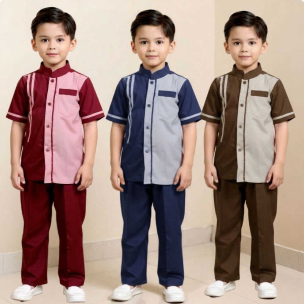 SETELAN BAJU KOKO ANAK LAKI-LAKI YANG TERBARU UNTUK USIA 1-12 TAHUN ONESET KOKO ANAK SET PAKAIAN ANA