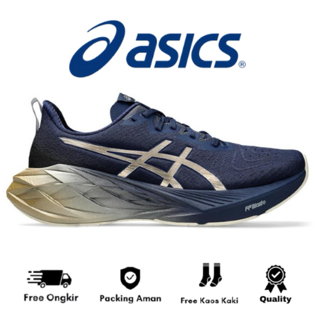 Running Shoes Asics Novablast 4 Blue Expanse Champagne Running Shoes