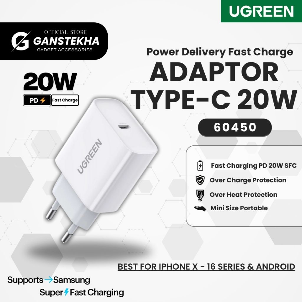 [ORIGINAL] UGREEN ADAPTOR IPHONE PD 20W FAST CHARGER | 60450