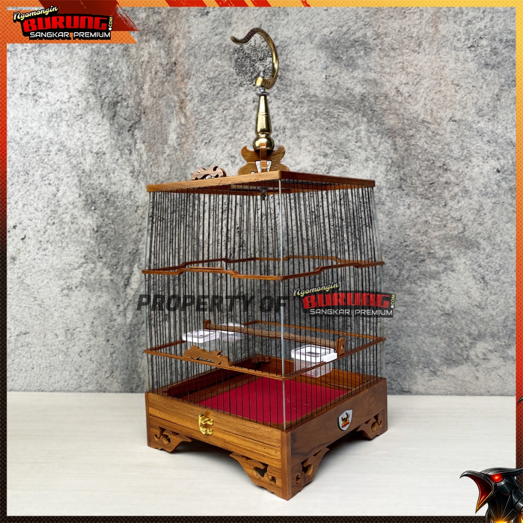 Sangkar Burung Kecil Model Cungkok Bahan Jati [Ganaka] - NGOMONGIN BURUNG