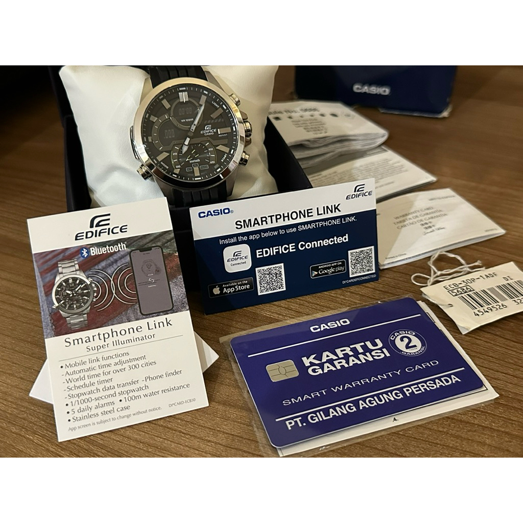 JAM CASIO EDIFICE ECB-30P-1ADF ORIGINAL LIKE NEW FULLSET GARANSI RESMI PT GILANG AGUNG PERSADA