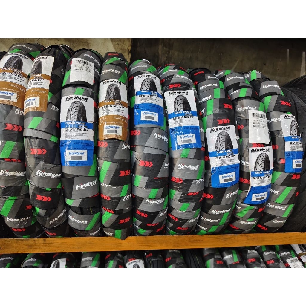 BAN LUAR TUBELES KING LAND 80/90-17 KING PUMA, KING TIGER BAN BELAKANG MOTOR SUPRA JUPITER SMASH