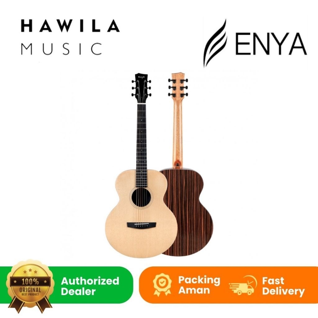 Gitar Akustik Elektrik ENYA X1 Pro EM-EQ Vintage - Natural - Blue Original + Tas Dll, Built in Effec