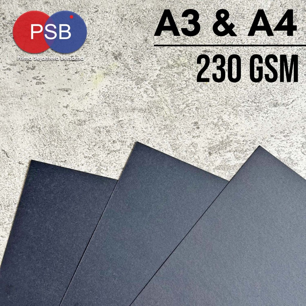 Karton Hitam Tebal 230 gsm / Kertas Hitam / Karton Manila Hitam / Black card A3, A4