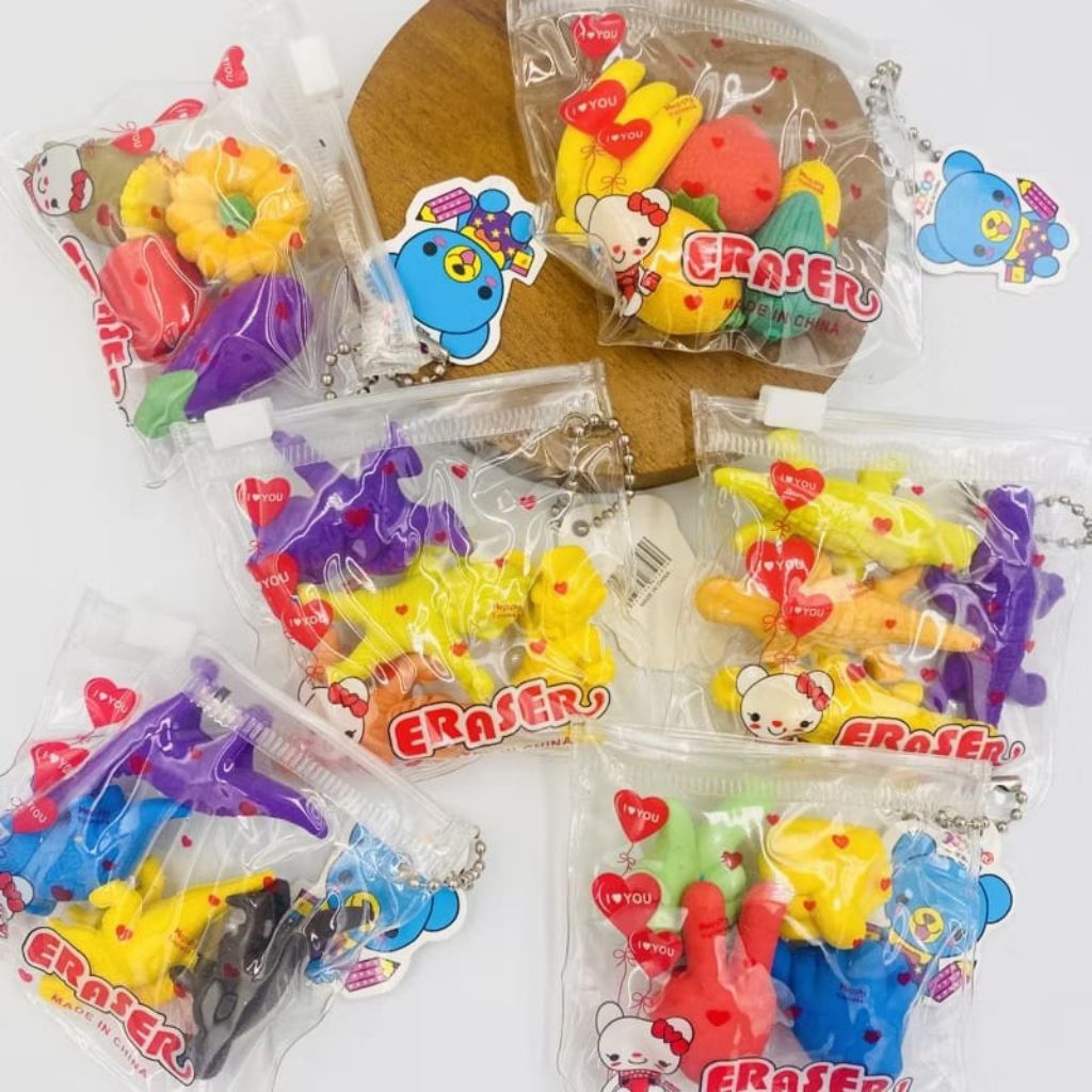 Penghapus mini lucu karakter/penghapus fancy baru/stip/4Pcs Penghapus 3D /aksesoris