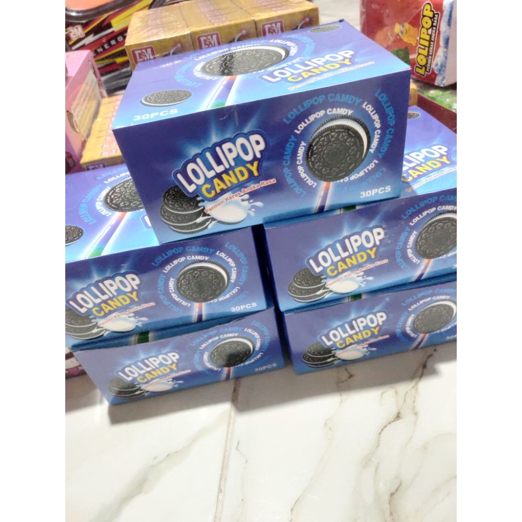 permen lolipop candy bentuk Oreo isi 30 pcs