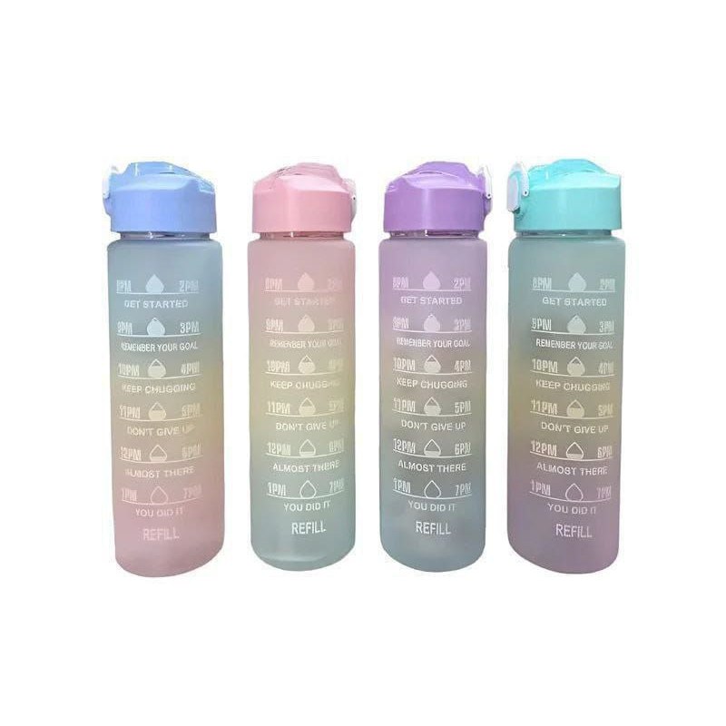 Botol Minum Warna Gradasi 1 Liter Free Stiker 2D & 3D Thumbler 1 Liter Viral