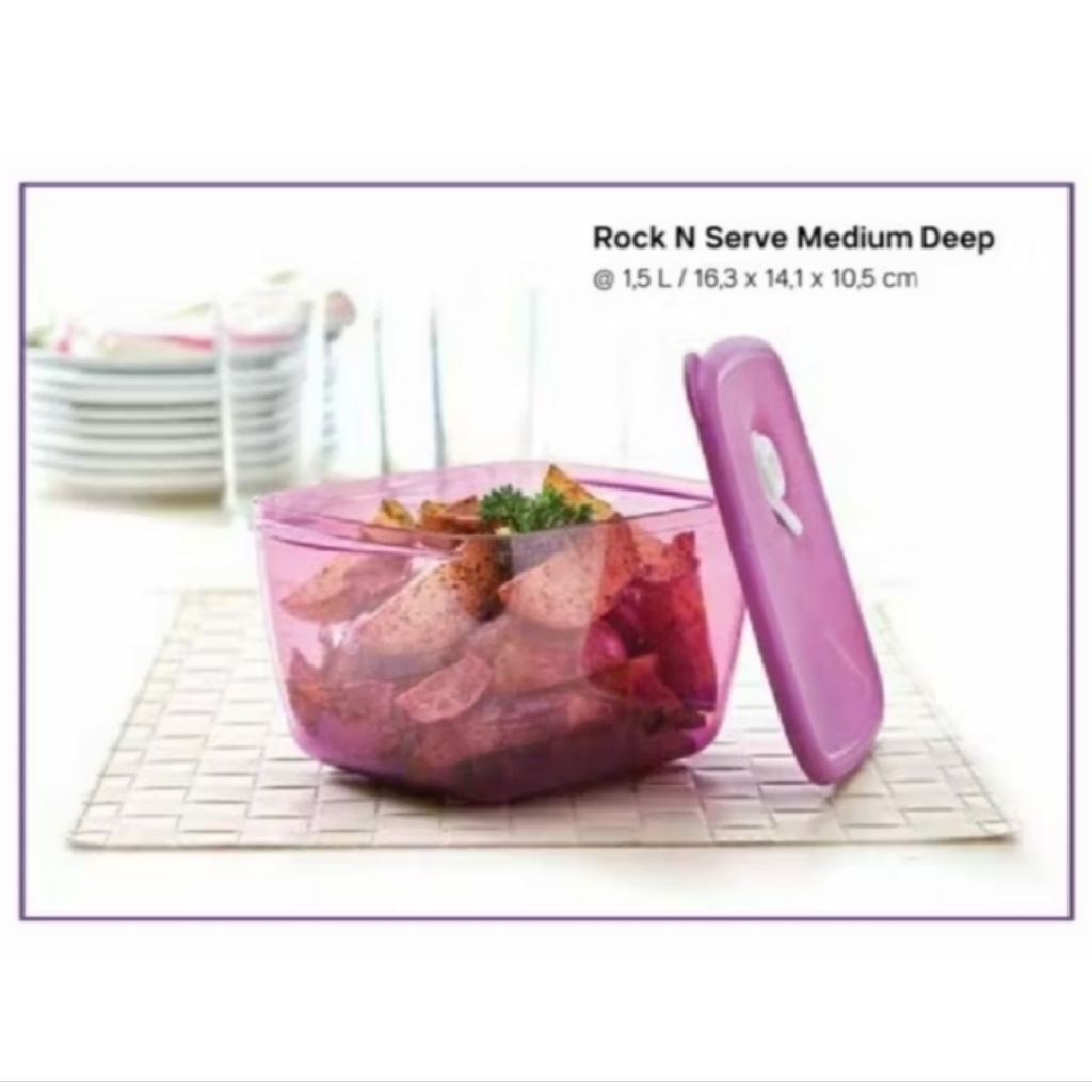 Bowl microwave rock n sarve ungu 1.5 Liter Tupperware