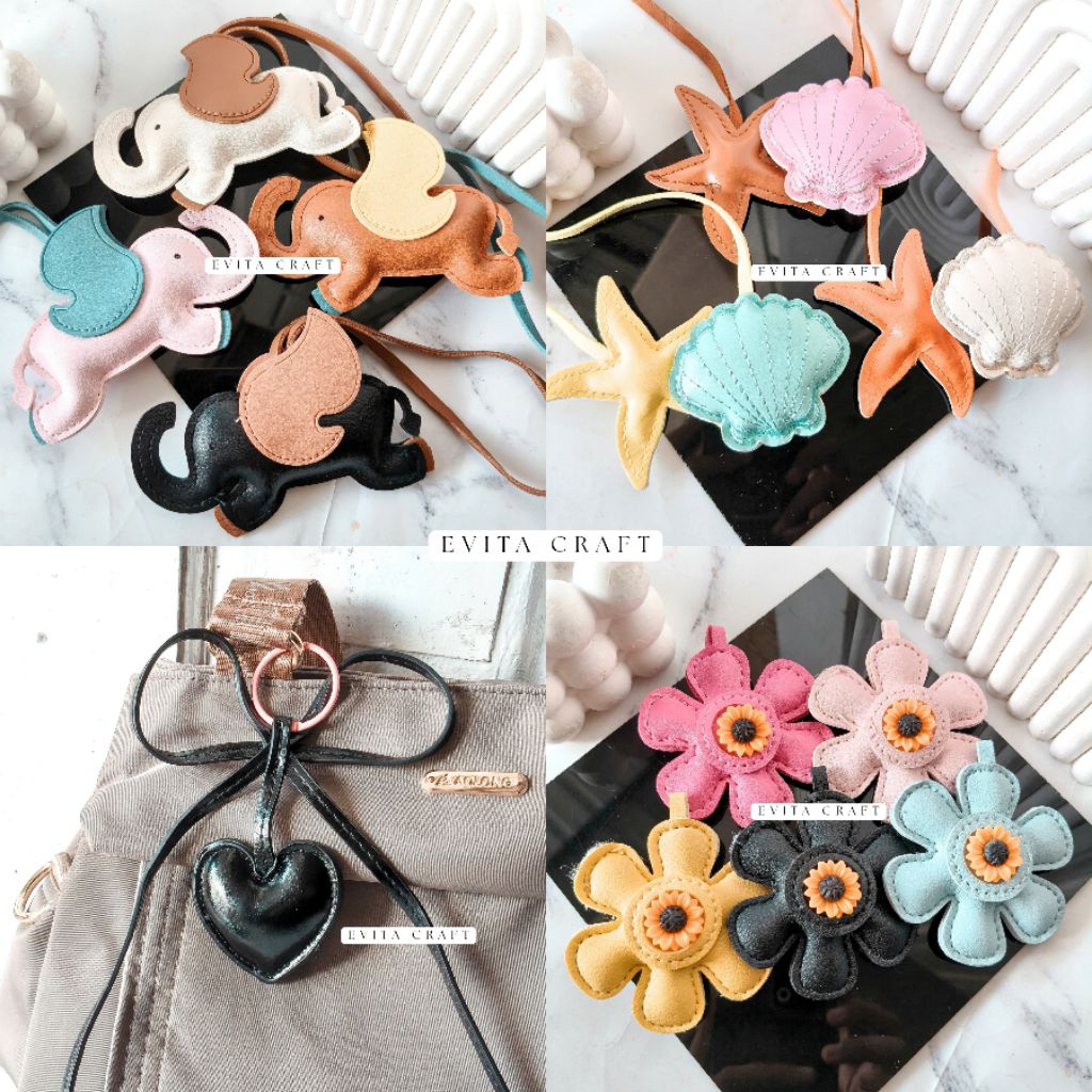 Gantungan Tas Leather Bagcharm Aesthetic Bahan Kulit Asli Premium Bentuk Lucu - Bagcharm Kulit Bagch