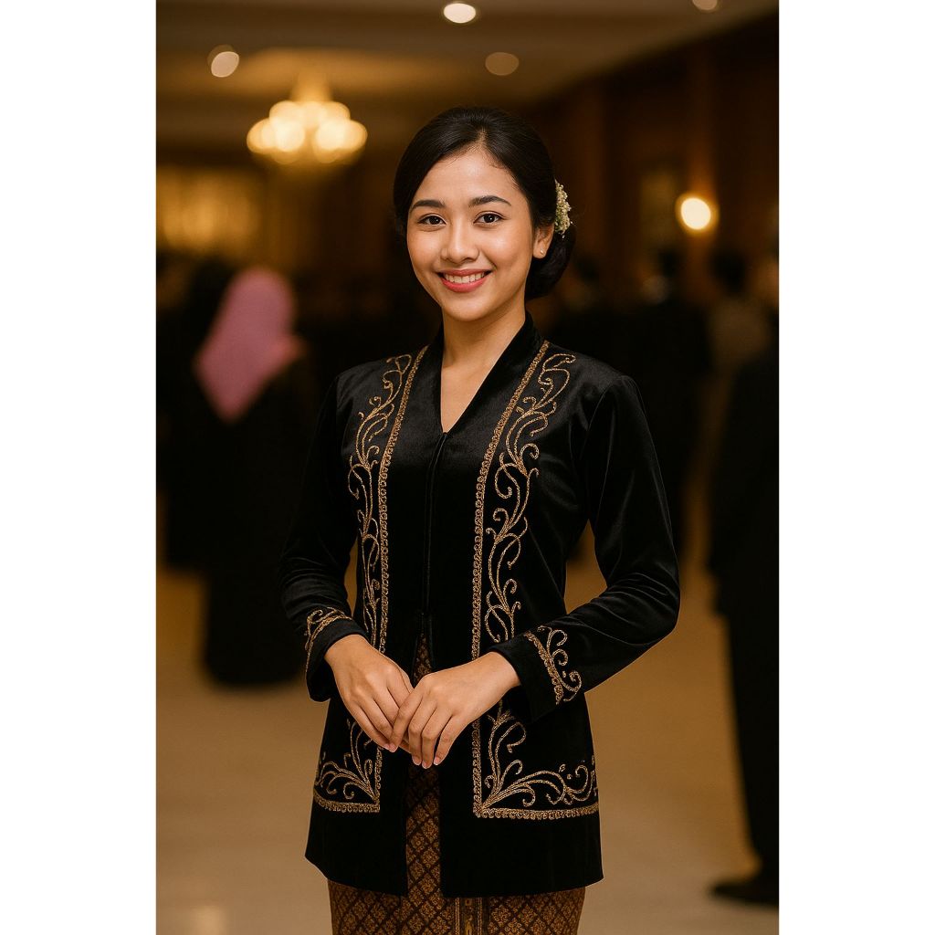 Baju Kebaya Wanita Lengan Panjang Adat Jawa Tradisional Bahan Bludru