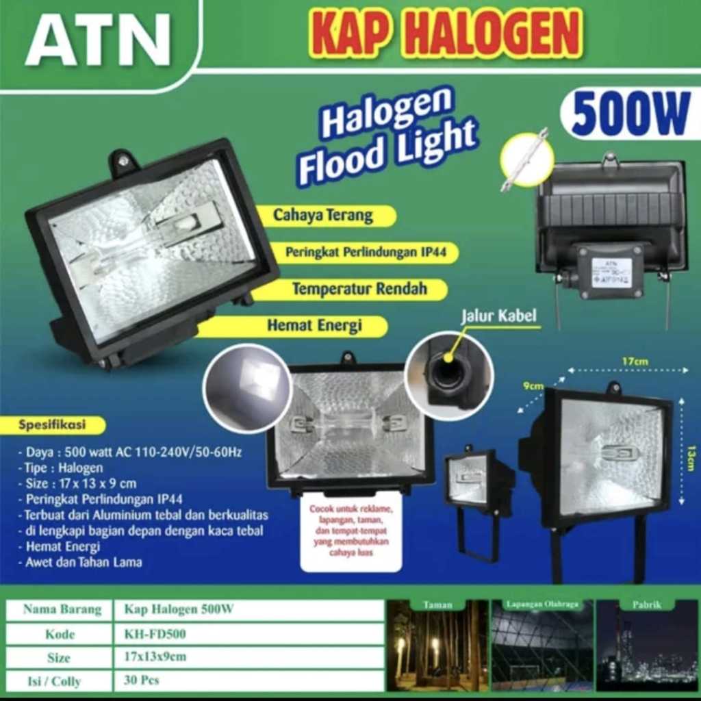 KAP LAMPU HALOGEN SOROT 500W KAP HALOGEN SOROT OUTDOOR / INDOOR 500 WATT