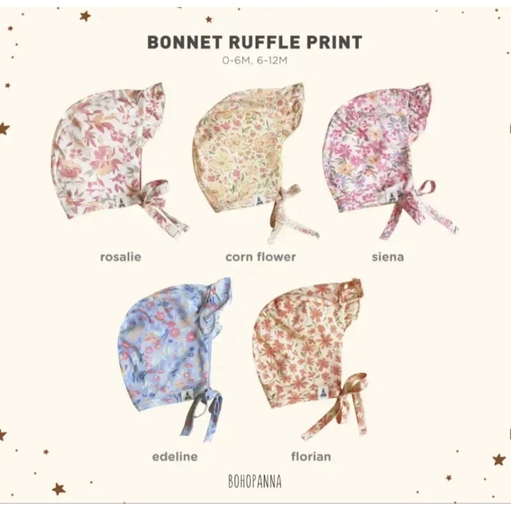BOHOPANNA | BOHOPANNA BONNET RUFFLE PRINT | BOHO MURAH | BONNET RUFFLE BAYI