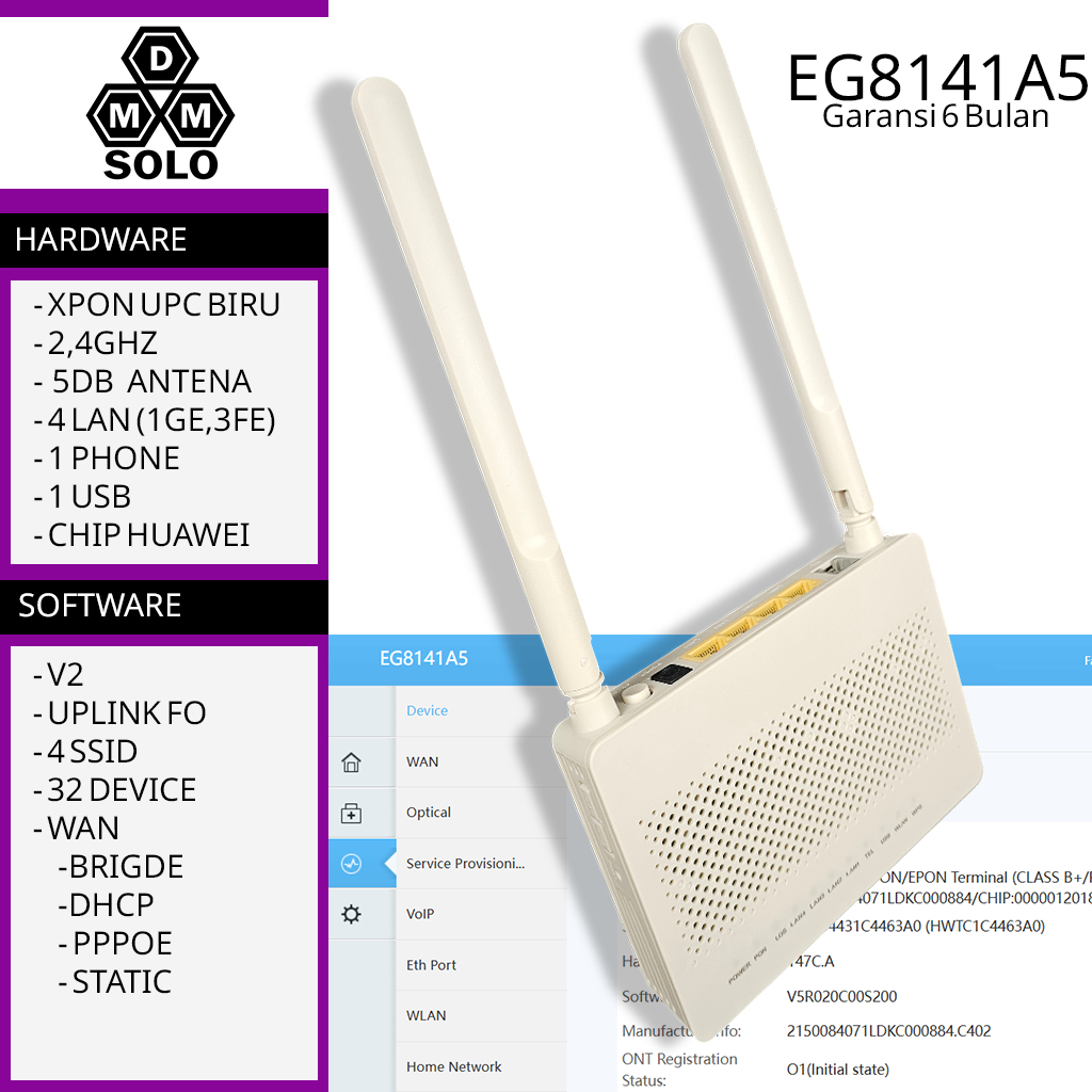EG8141A5 XPON ONT ROUTER FIBER OPTIK MDM FIBER SOLO