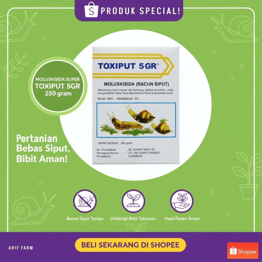 TOXIPUT 5GR 250 gram - Racun Siput Keong Mas - Pembasmi Hama Moluska