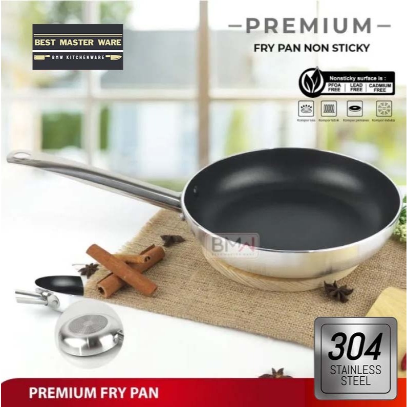Wajan Masak Teflon Anti Lengket Penggorengan Tebal Stainless Steel BMW Frying Pan Fry Pan
