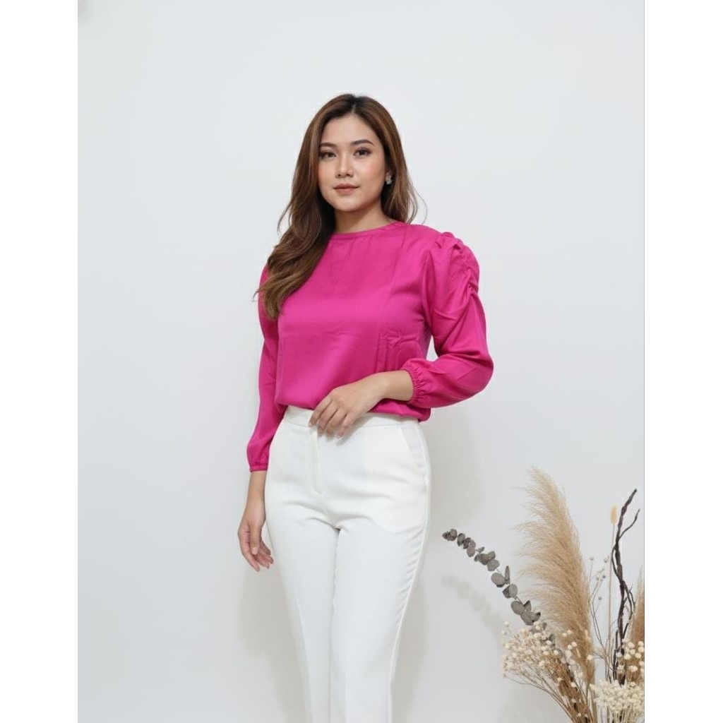 preloved blouse balon fuchsia