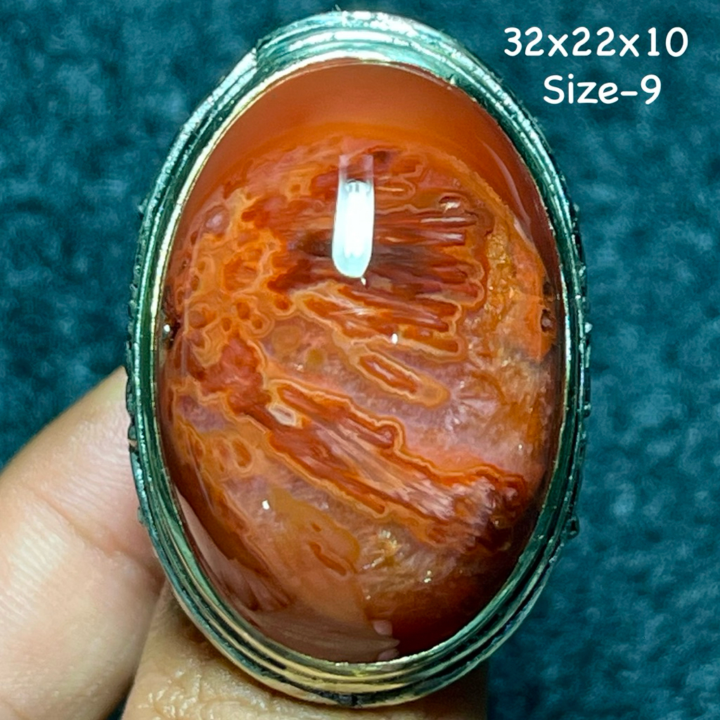 Cincin Batu Akik Natural Cempaka Merah (Asli Alam)