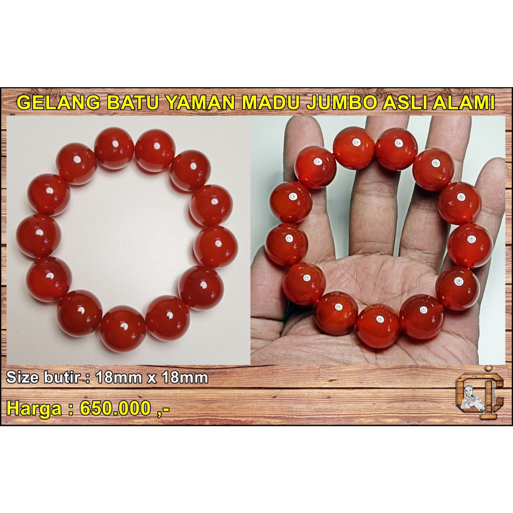 Gelang batu yaman madu jumbo asli alami antik.
