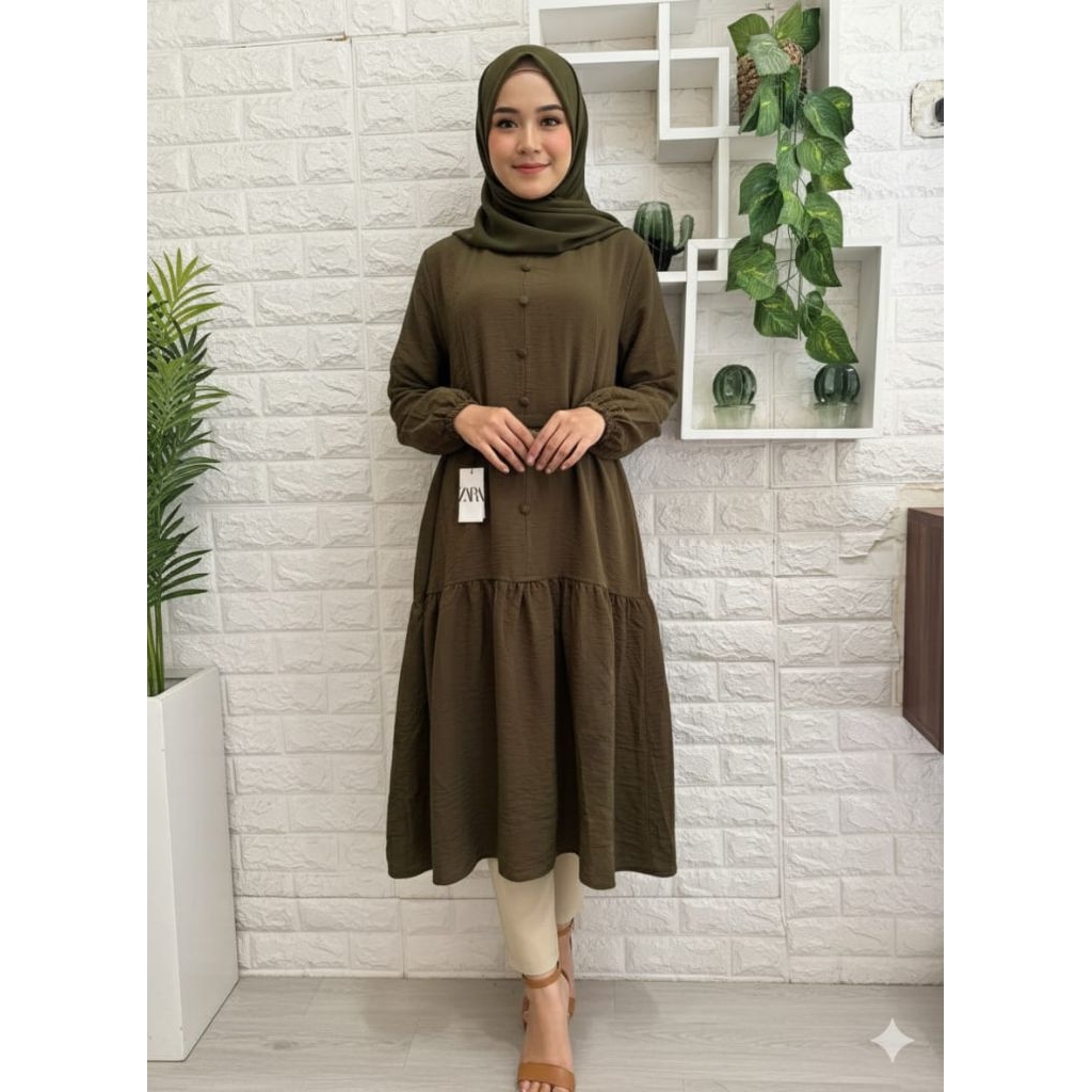 TUNIK ARMY ZARA FREE BELT NEW