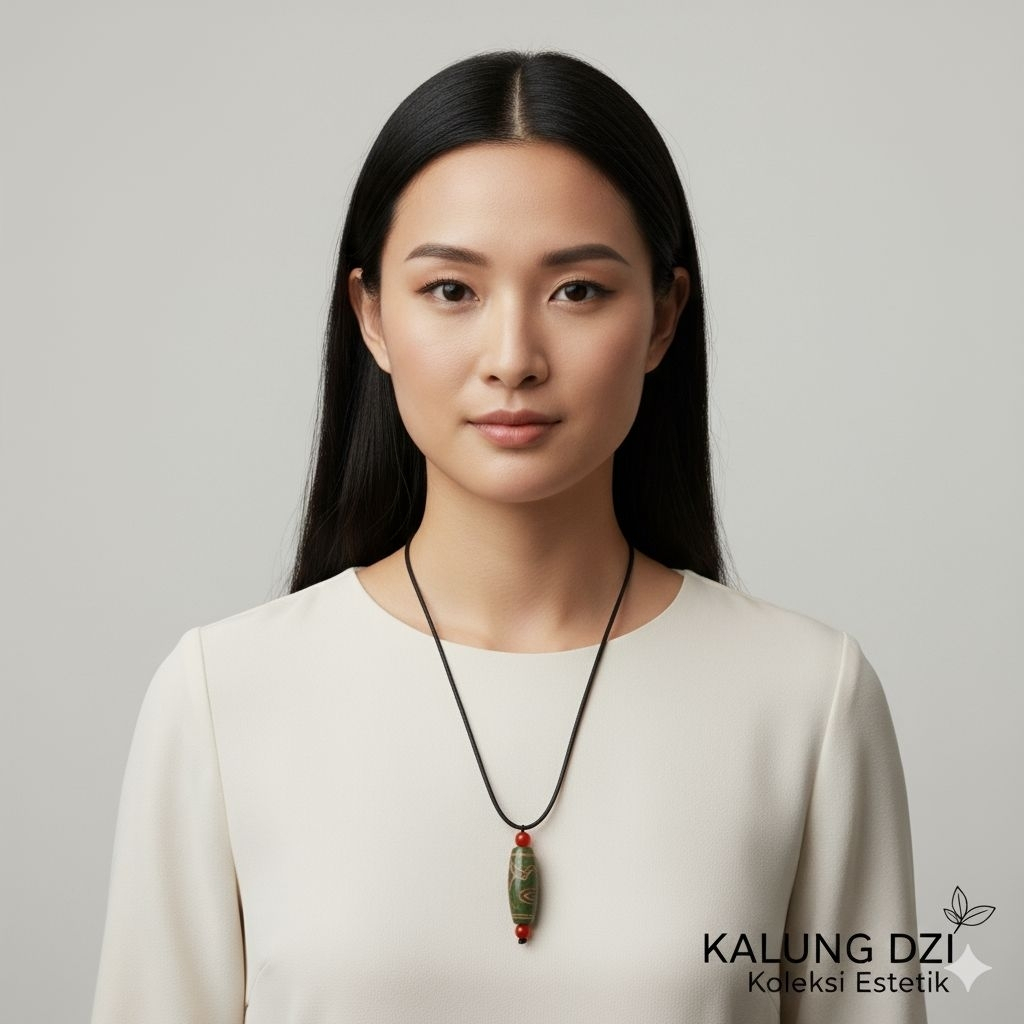 KALUNG BATU DZI TIBET HIJAU 9 MATA