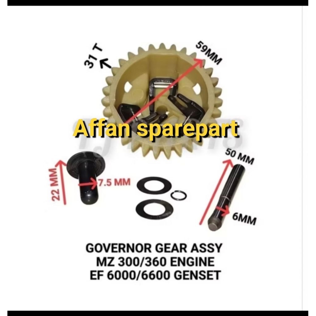 Governor Gear Assy untuk Mesin Yamaha tipe MZ 360 / EF 5500 / EF 6600