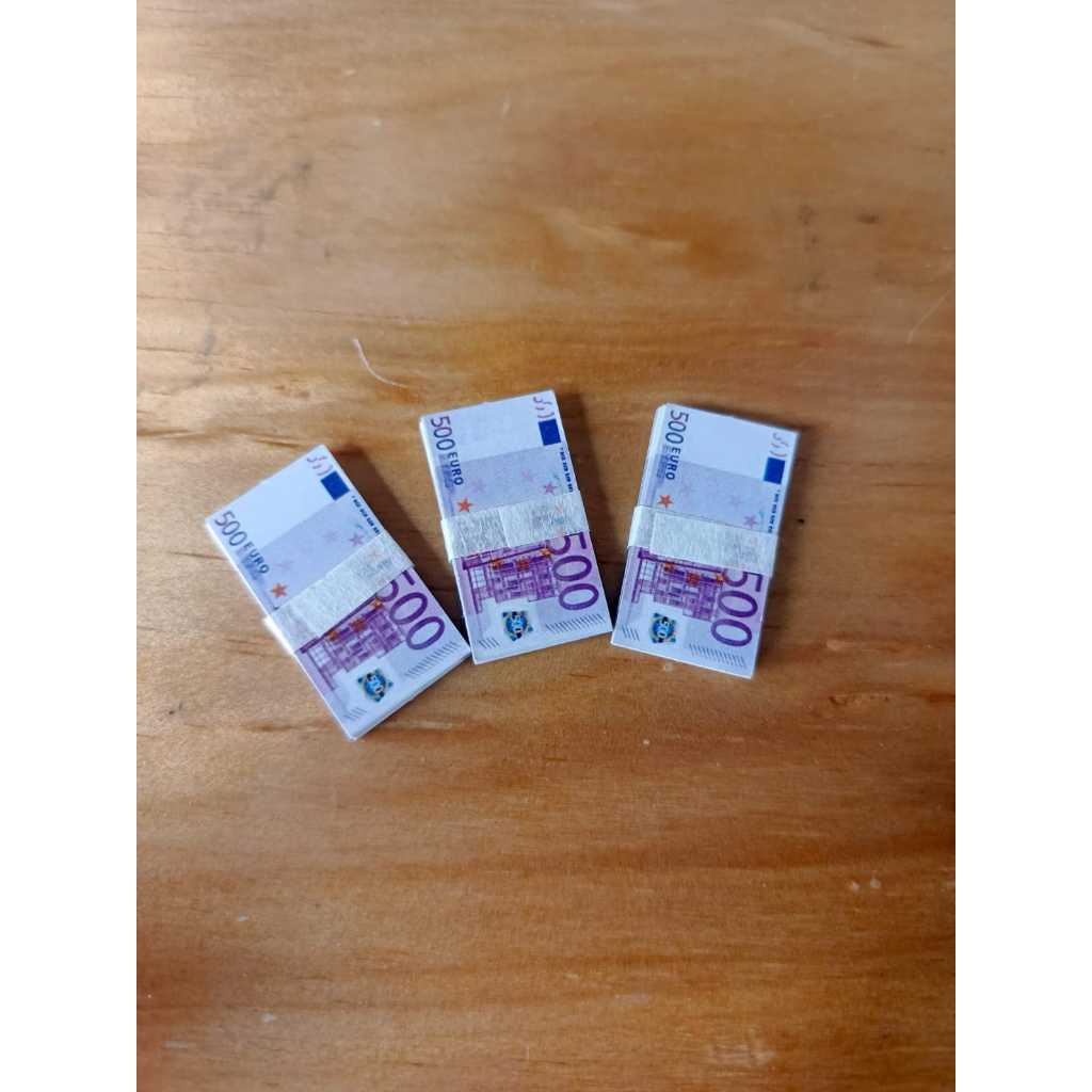 Miniatur UANG MAINAN 500 EURO  dalam 1 bundel isi 5 lembar KERAJINAN MAHAR SESERAHAN CRAFT ENGAGEMEN