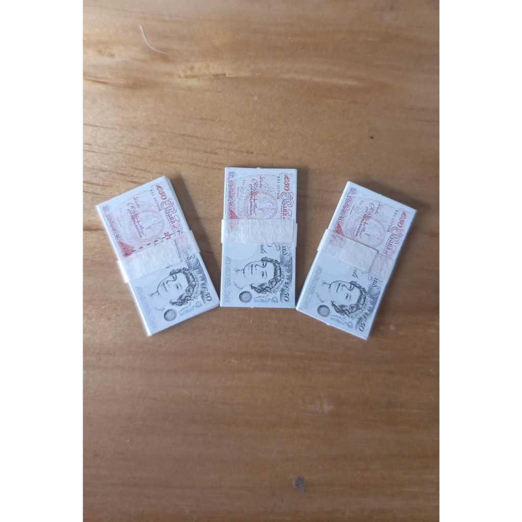 Miniatur mini uang 50 poundsterling dalam 1 bundel   isi 5 Lembar Uang Mahar/ Uang Untuk Buket/Uang 