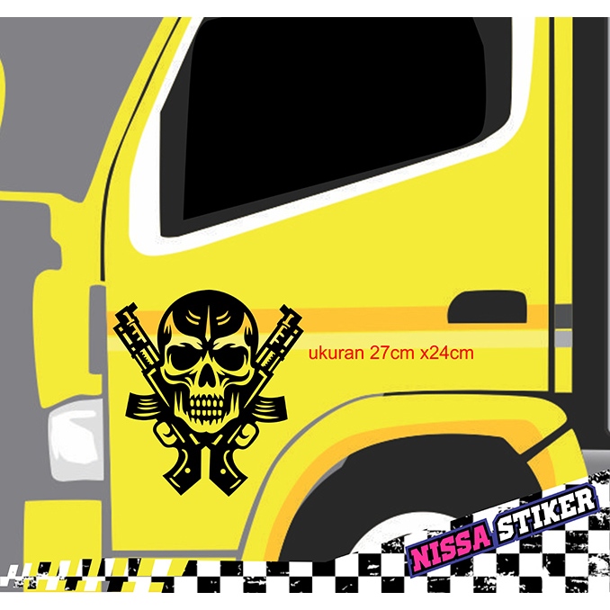 pintu mobil truk stiker tengkorak keren