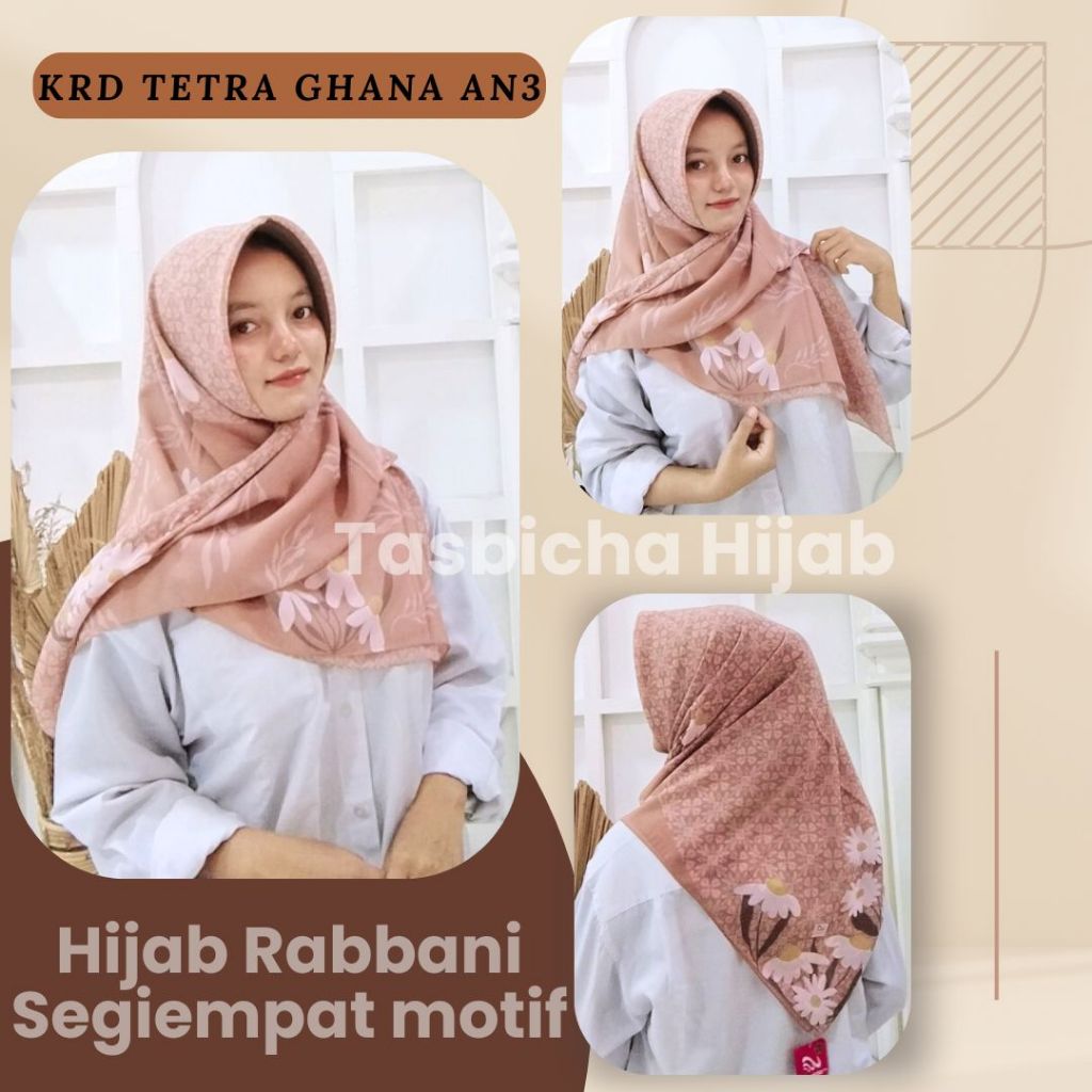 RABBANI - KRD TETRA GHANA AN3 // Hijab Rabbani Segi Empat Motif