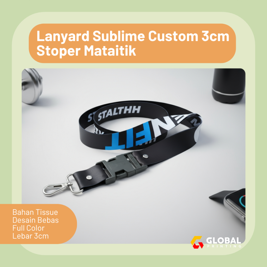 Lanyard 3cm Custom Printing Full Color Tali Name Tag Tali Hp Gantungan Aksesoris