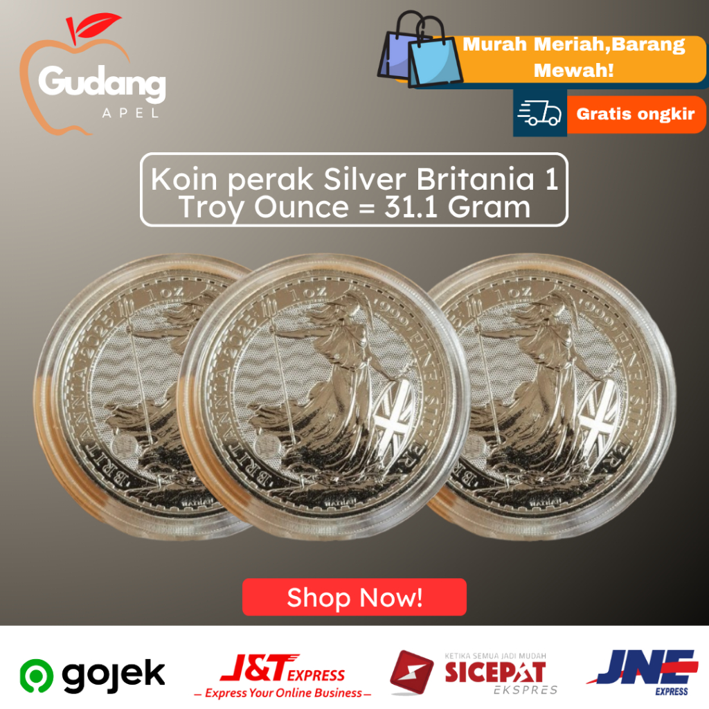 Koin perak Silver Britania 1 Troy Ounce = 31.1 Gram 2025