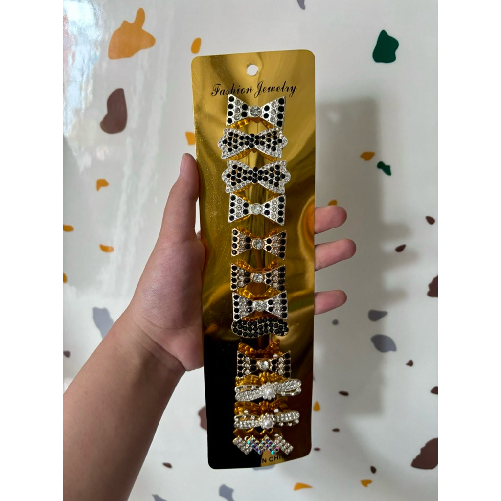 Bros Dagu Lusinan - Bros Dagu Silver Hitam 12pcs - Bros Dagu Cantik