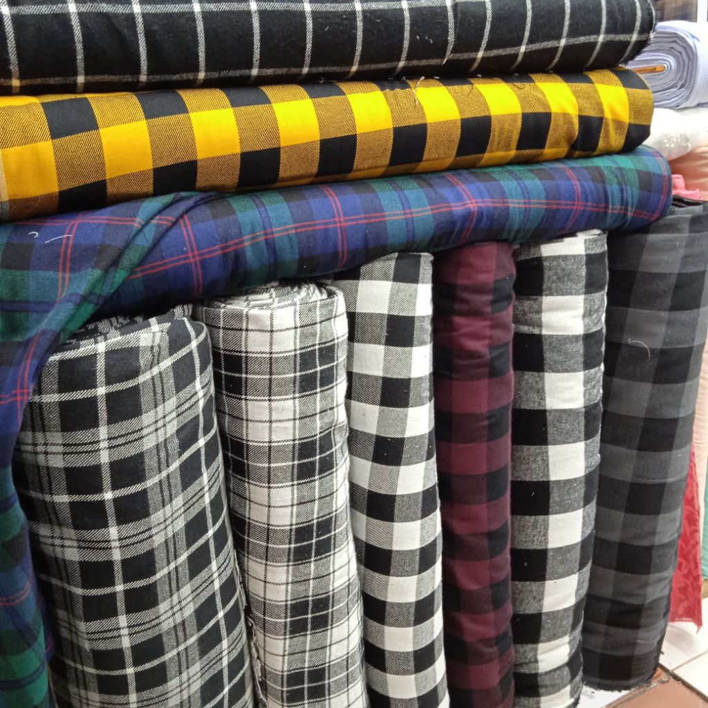 BAHAN KAIN FLANEL ITALY IMPORT KOTAK KOTAK