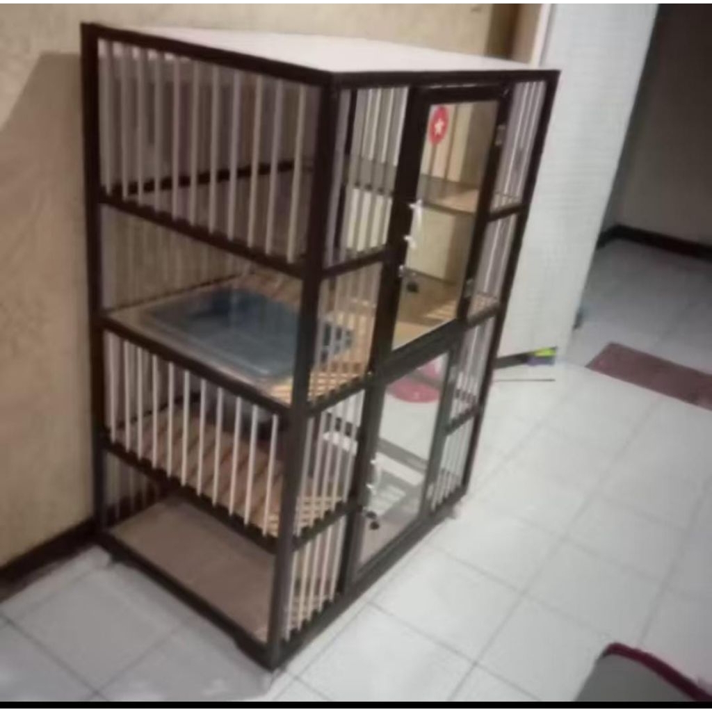KANDANG KUCING ALUMINIUM 2 KAMAR MURAH
