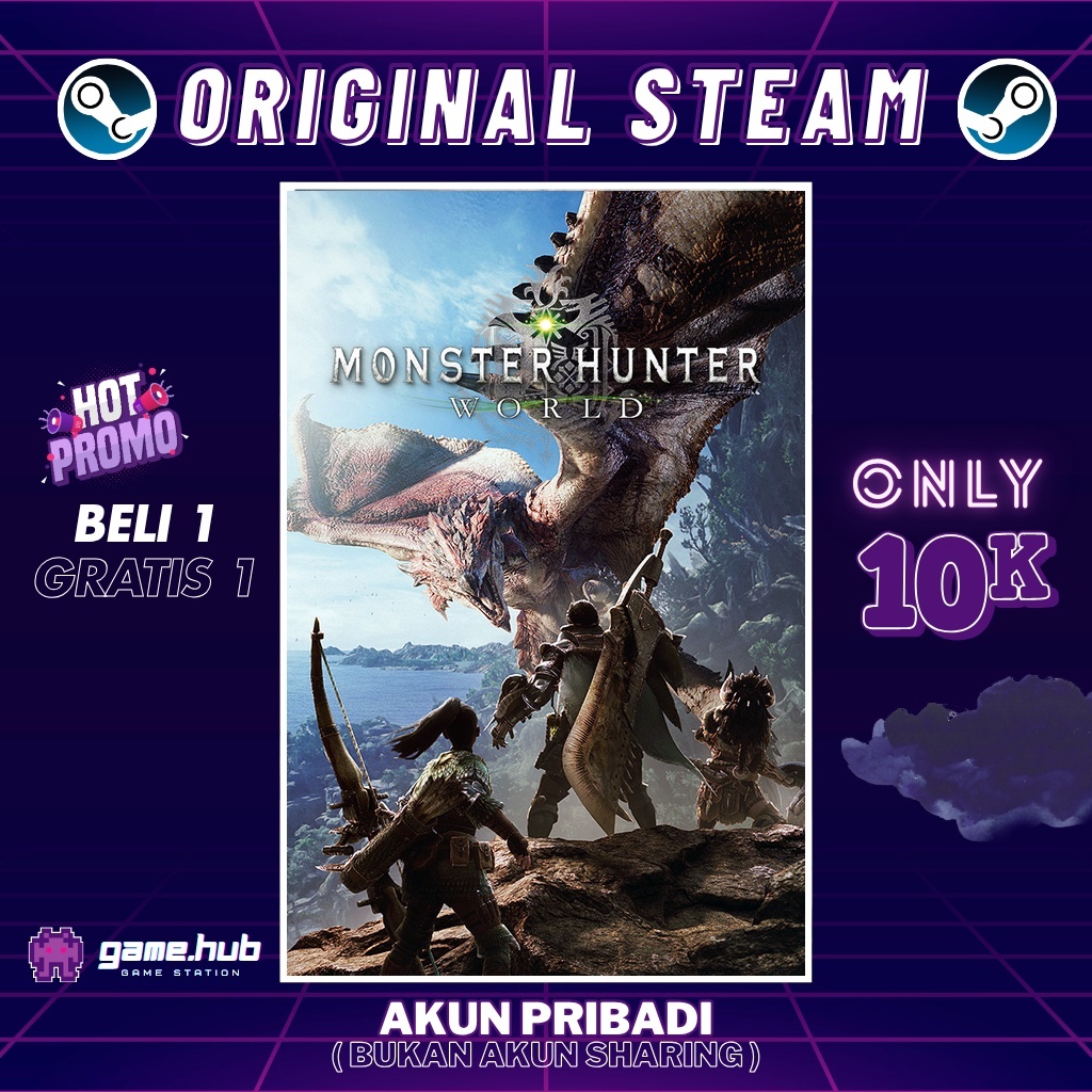 Monster Hunter World - ORIGINAL STEAM - BELI 1 GRATIS 1 - FULL DLC - GARANSI SELAMANYA