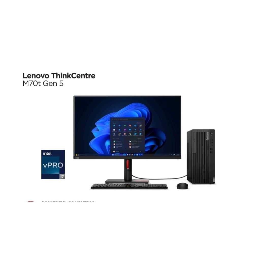 PC DESKTOP + MONITOR : LENOVO M70T GEN 5