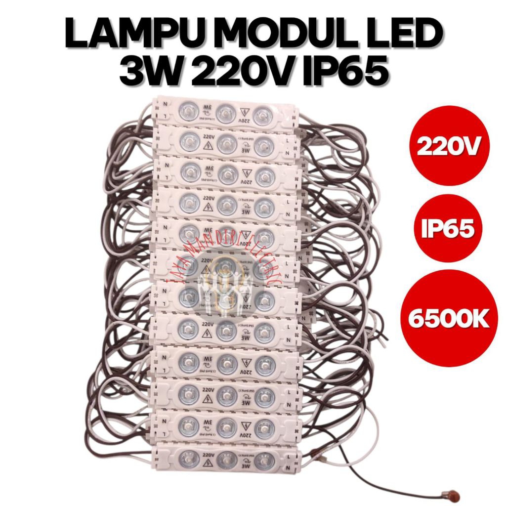 LAMPU MODUL LED 3 MATA 3W 3WATT 220 V VOLT IP65 6500K / LED MODUL 3MATA 3 WATT 220V IP65 PUTIH BERKU