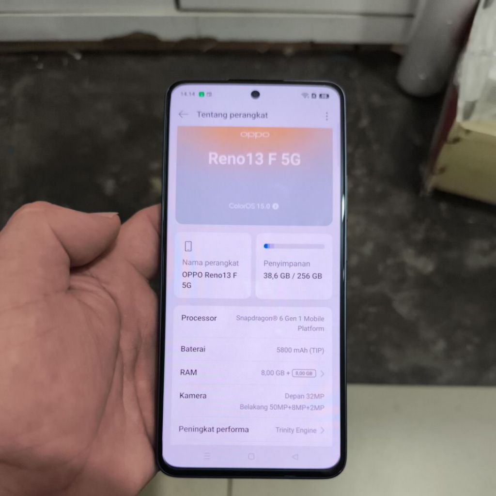 oppo reno 13f 5g 8/256gb seken mulus fullset khusus area batam saja