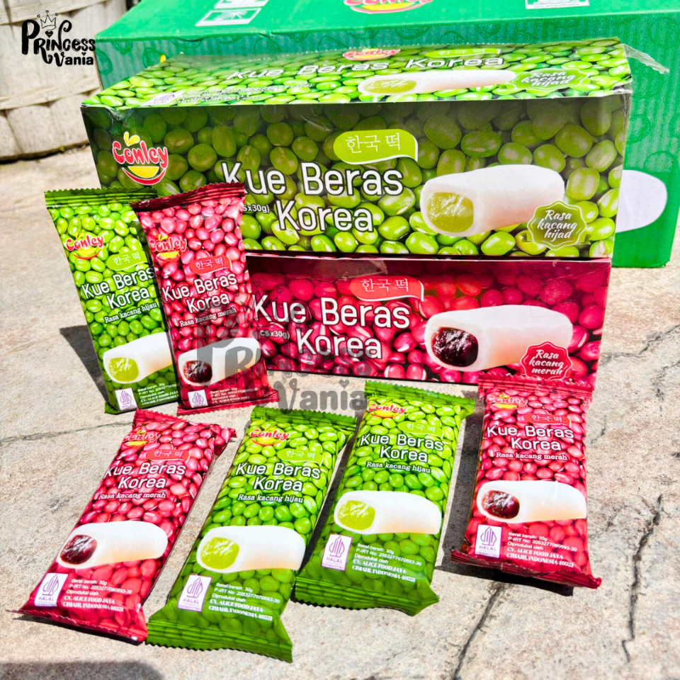 KUE BERAS KOREA CONLEY 1 PACK ISI 20PCS MOCHI RASA KACANG MERAH HIJAU