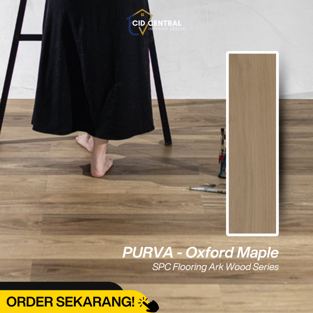 Lantai SPC Purva Motif Kayu Tebal 5mm + 1mm HDPE / SPC Flooring Ark Wood 6mm / PURVA -  Oxford Maple